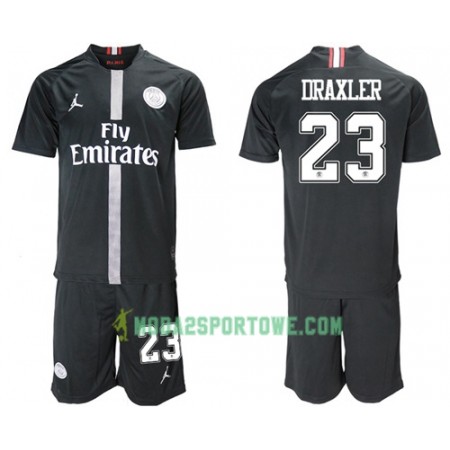 Koszulka Paris Saint-Germain Draxler 23 Jodan Czarny Dziecięcy Trzeci Stroje Piłkarskie 2018/19 Krótki Rękaw